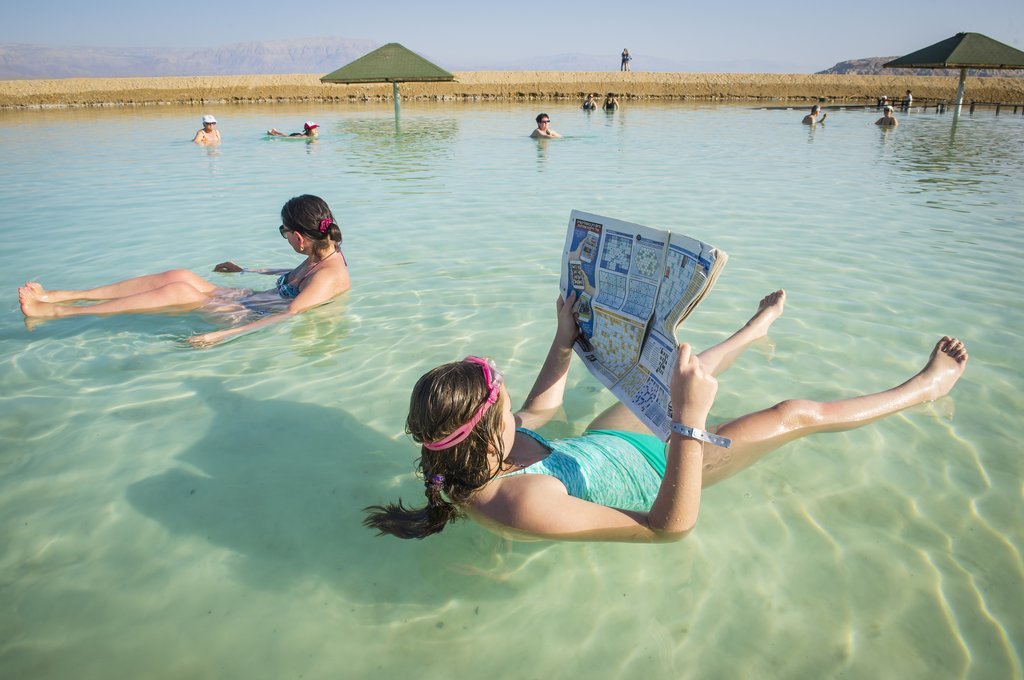 Swimming at Dead Sea Jordan