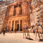 Tourists exploring Petra safely