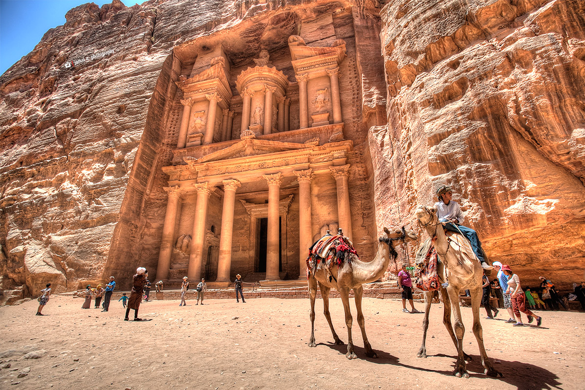 Tourists exploring Petra safely