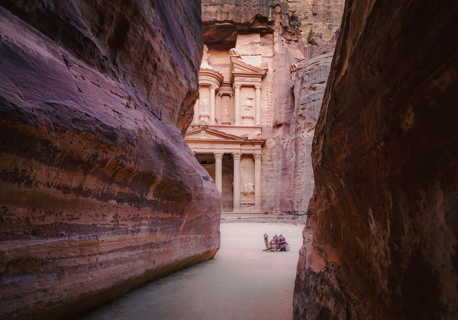 The Treasury at Petra Jordan carved into sandstone cliffs